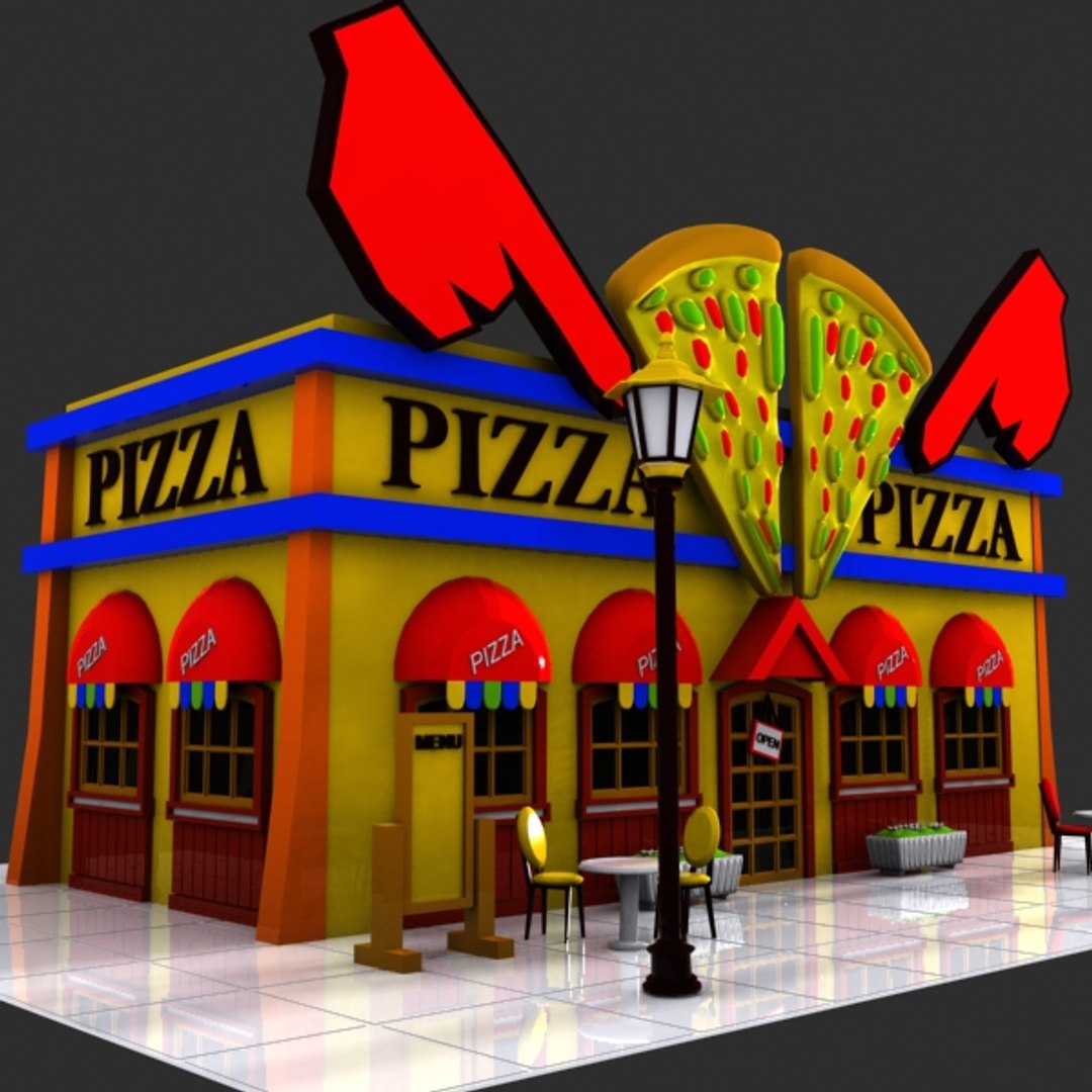 3d Model Cartoon Pizza Restaurant