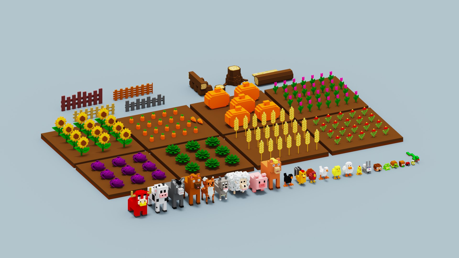 Modelo D Voxel Farm Pack TurboSquid