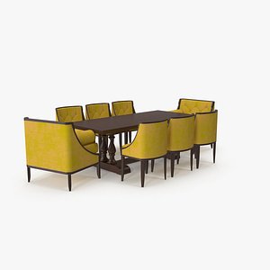 3D Dining Table Set for 8 Persons model