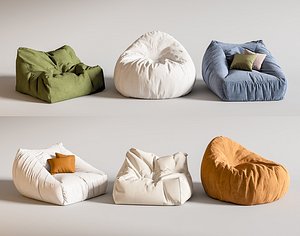 Bean Bag Chair Lazy Floor Sofa Tofu Block  Channel Tuft Pouf Chair 3D