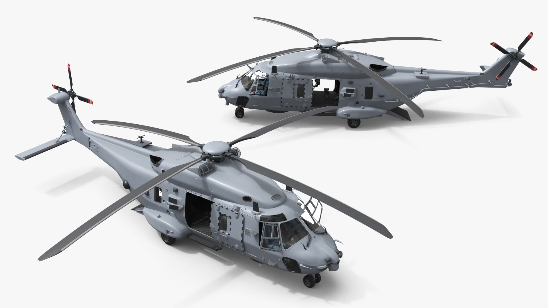 Naval Transport Helicopter Light Grey with Interior Rigged for Maya 3D model preview