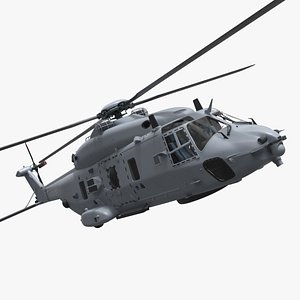 3D Naval Transport Helicopter Light Grey with Interior Rigged for Maya
