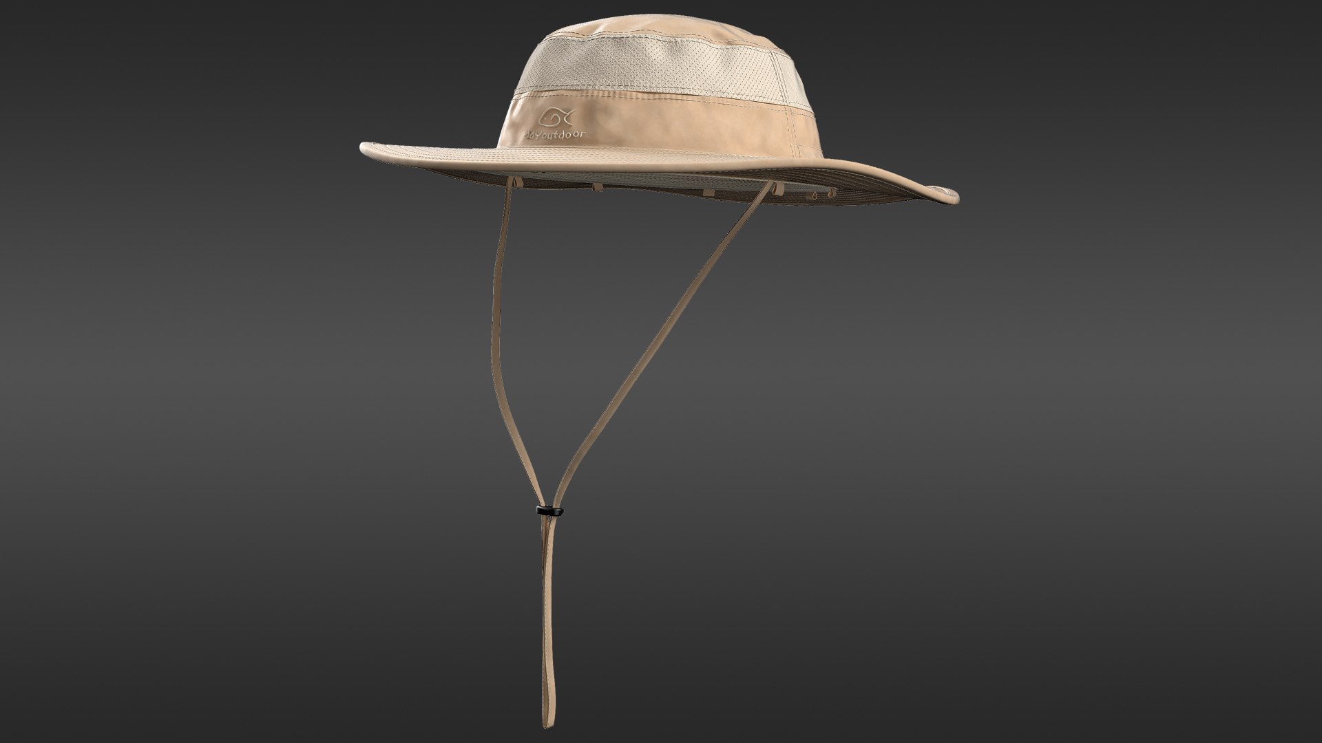 Khaki Outdoor Fishing Hat 3D model preview