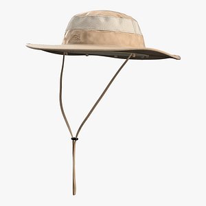 3D khaki outdoor fishing hat model