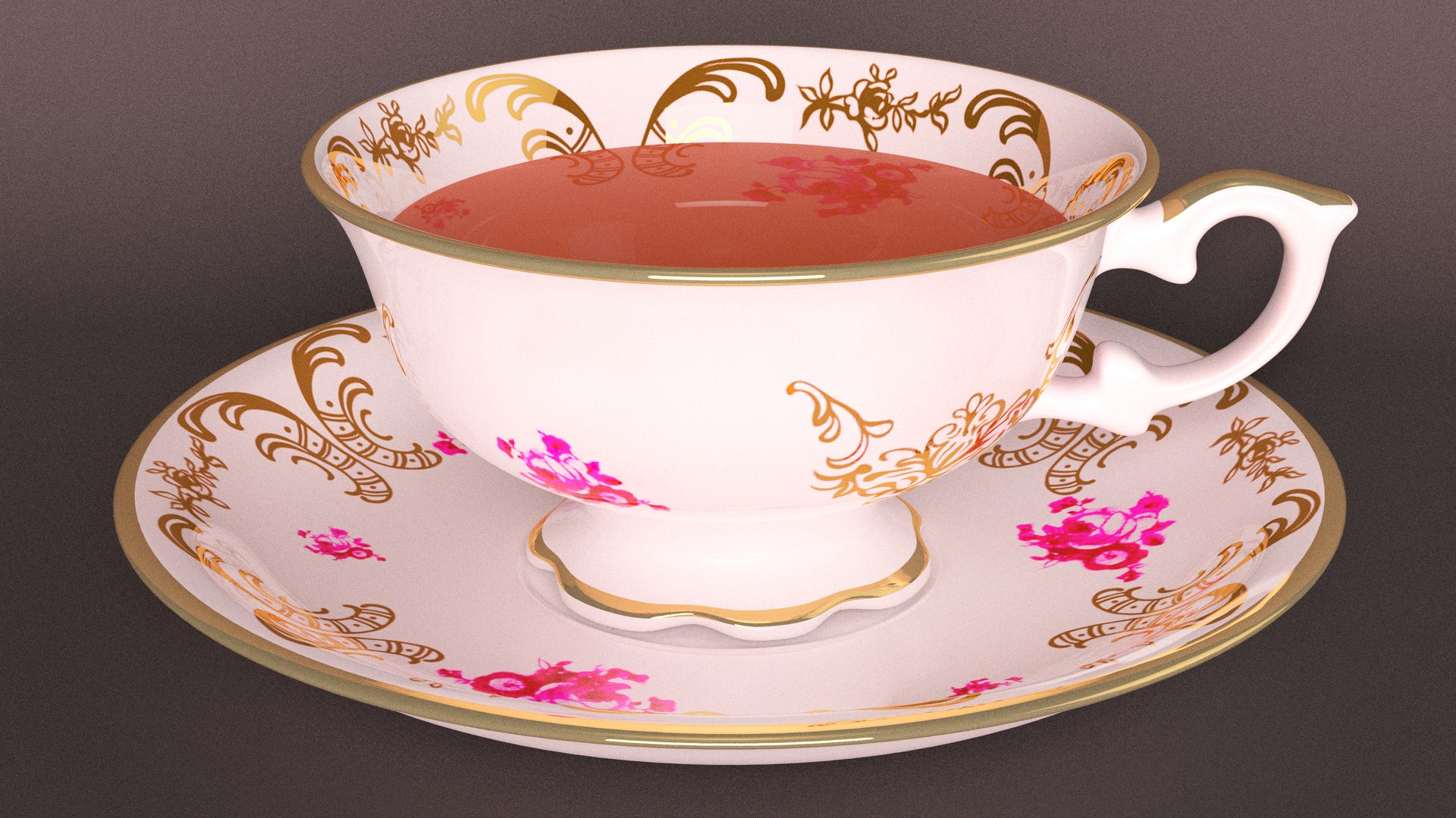 3D Antique Tea Cup Full Of Tea TurboSquid 2112700