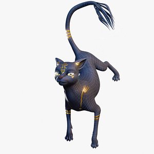 Egyptian Bastet Cat - Rigged Stylized Character 3D model