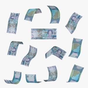 3D model Cayman Islands British 1 Dollar Falling Notes
