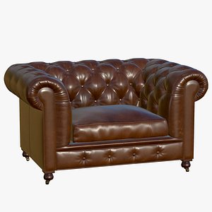 3D Leather Chesterfield Single Chair
