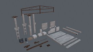 Bilding site Collection Low-poly 3D model