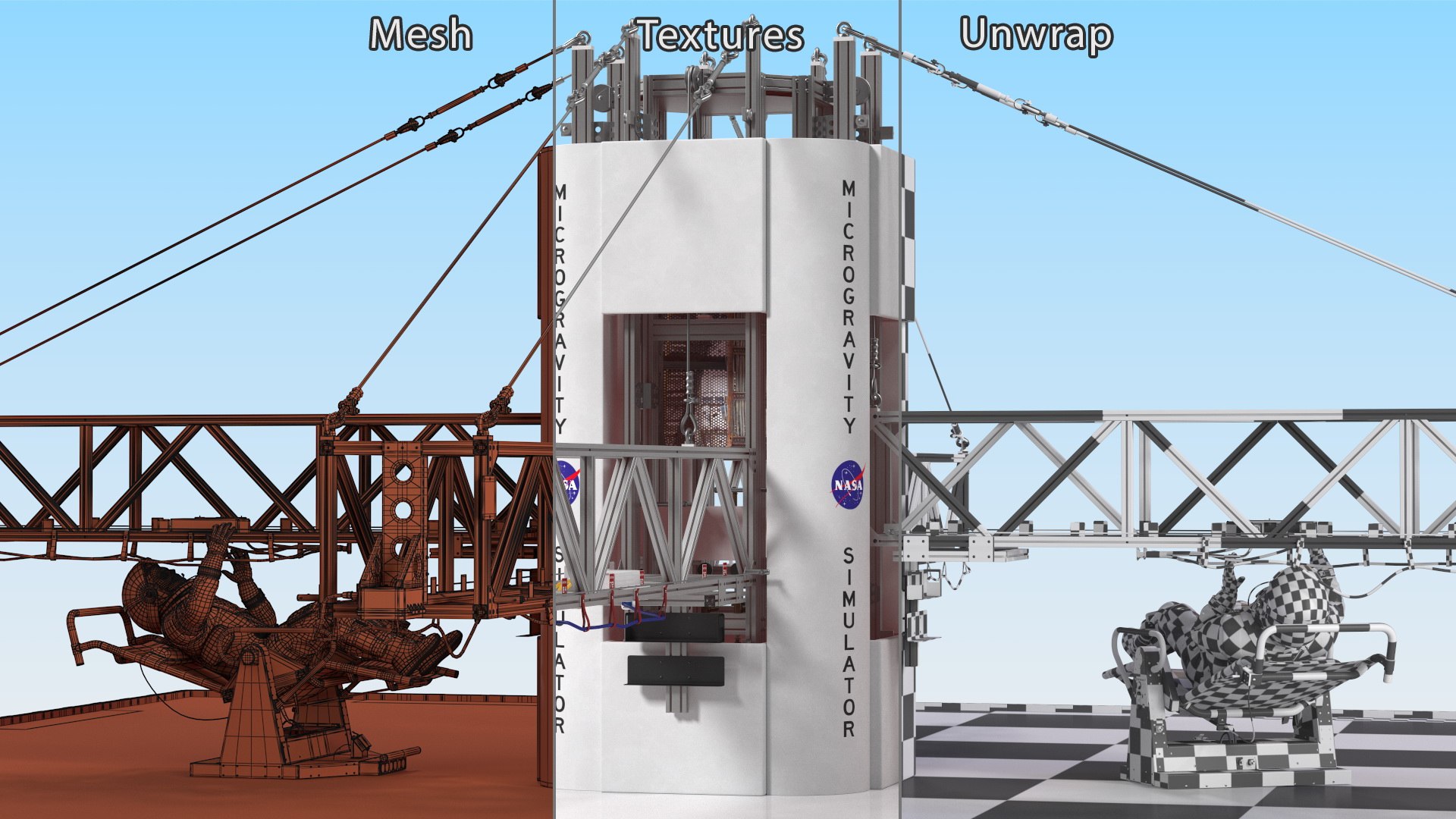 NASA Astronauts Train in the Microgravity Simulator 3D https://p.turbosquid.com/ts-thumb/am/pnhtIG/Y6/nasaastronautstraininthemicrogravitysimulator3dsmodel038/jpg/1699921909/1920x1080/fit_q87/2c2467a2a5344543ae9346ec40e917d69f63cc92/nasaastronautstraininthemicrogravitysimulator3dsmodel038.jpg