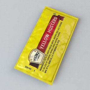 heinz yellow mustard packet 3d c4d