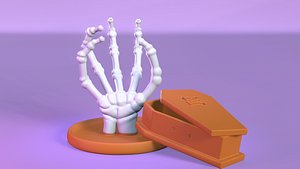 Skull Hand Holding Coffin Box