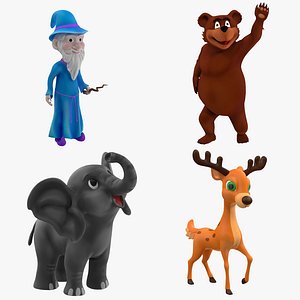 cartoon rigged characters 3D model