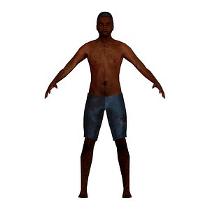 bald black man swim 3D model