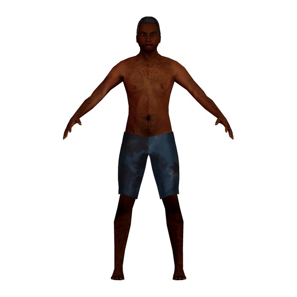 bald black man swim 3D model