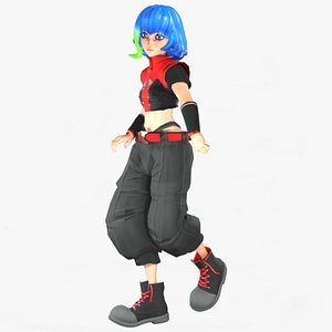 Cartoon Rigged Cute Dance Girl-Avaya Character 3D Model 3D model
