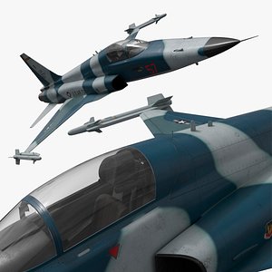 Northrop F-5 USAF Combat Jet in Flight Simplified 3D model