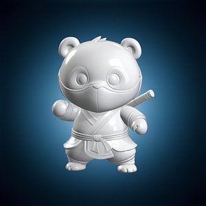 3D Chibi Panda Ninja 3D Print Model