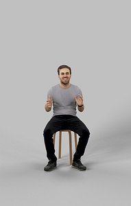 Flow Casual Man In T-Shirt And Trousers Sitting Explaining