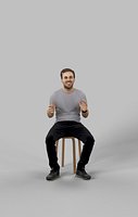 Flow Casual Man In T-Shirt And Trousers Sitting Explaining