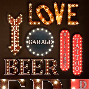 3D lighted metal sign set