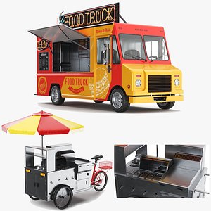 Detailed Food Truck And Cart