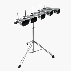 Percussion 5 Cowbell Set With Stand 3D Model