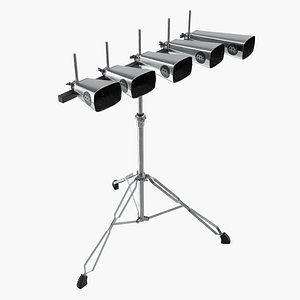 Percussion 5 Cowbell Set With Stand 3D Model