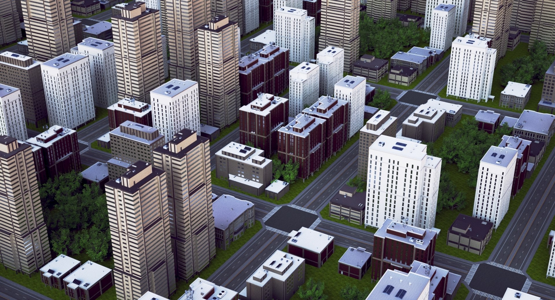 3d Cityscape Scene Highrise Model