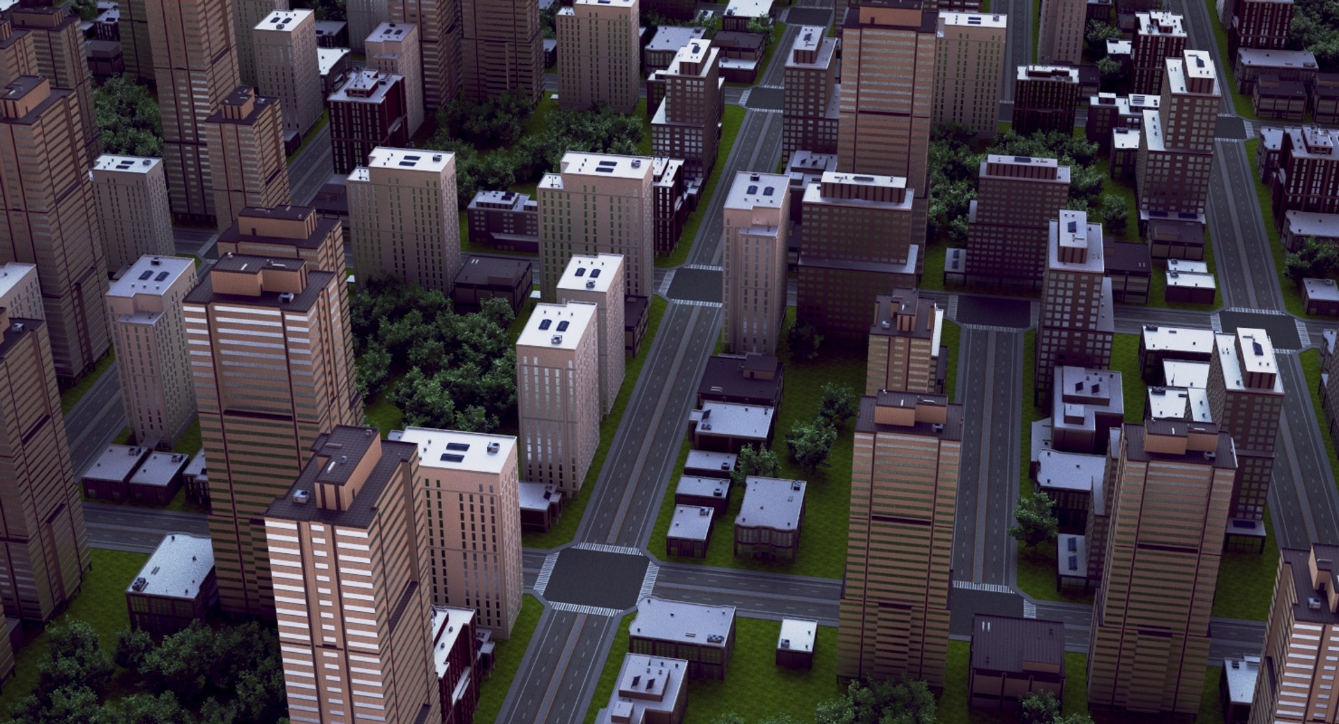 3d Cityscape Scene Highrise Model