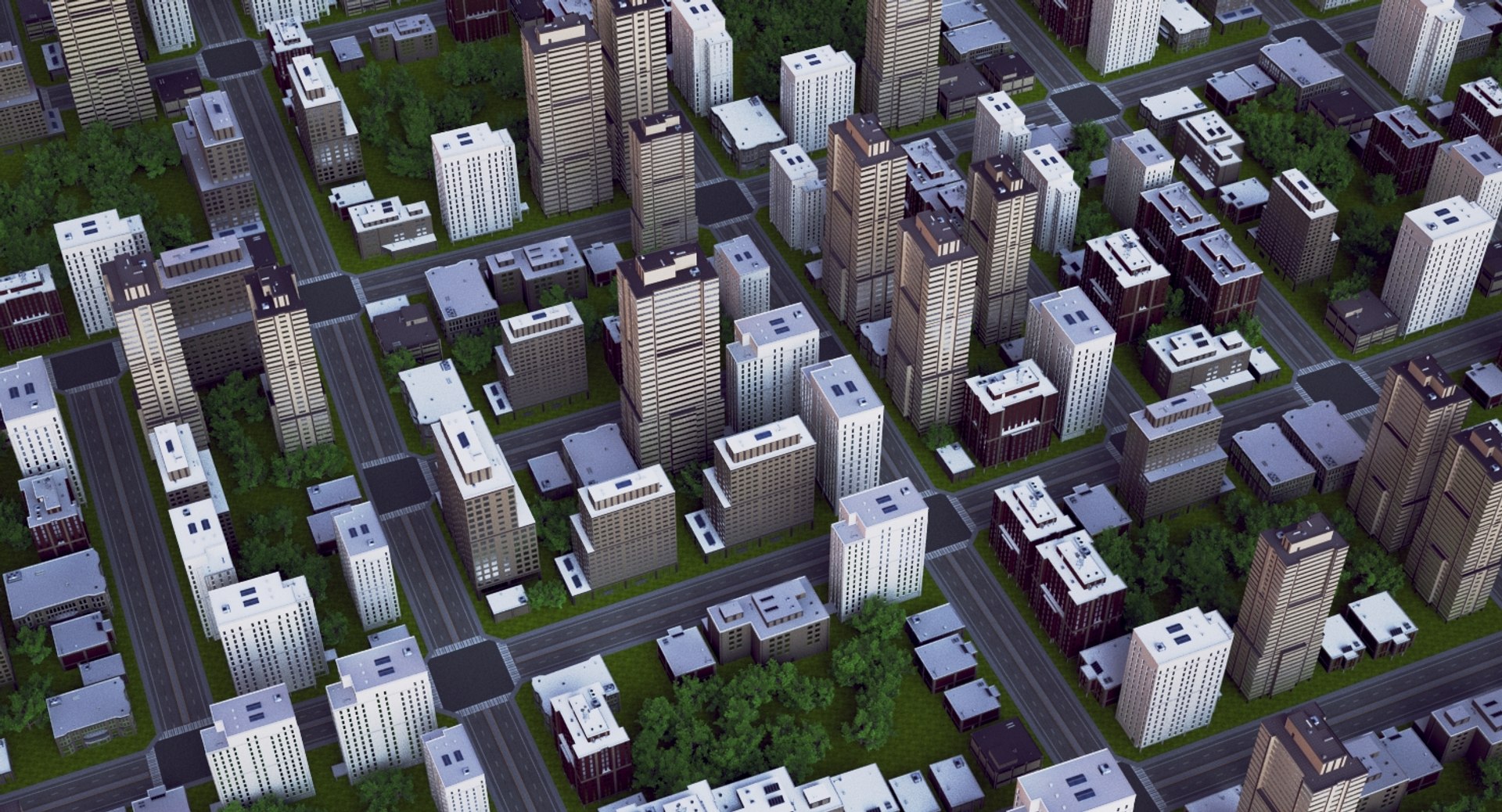 3d Cityscape Scene Highrise Model