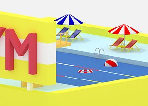 Low Poly Cartoon Gym