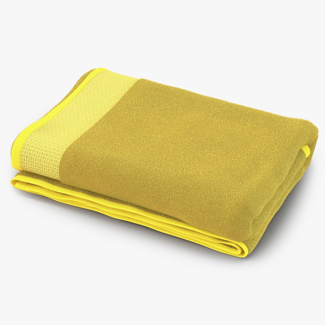 Towel Yellow with Fur 3D Model 3D model preview