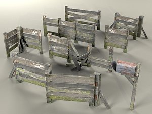 old wooden fence 3d model