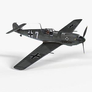 Messerschmitt BF109 German Fighter Airplane Grey Version 1