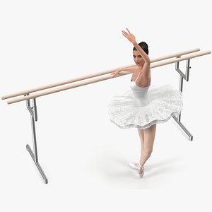 3D Ballerina with Portable Ballet Barre Rigged for Maya