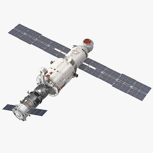 ISS Zvezda Module with Progress Spacecraft 3D model