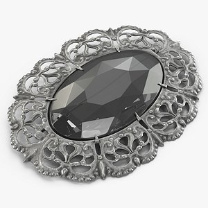 Antique Silver Brooch 3D model