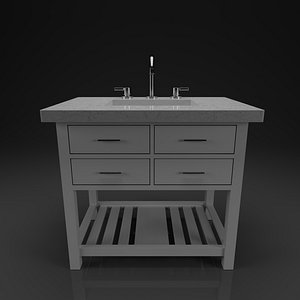 3D Bathroom Vanity Cabinet - Sleek White