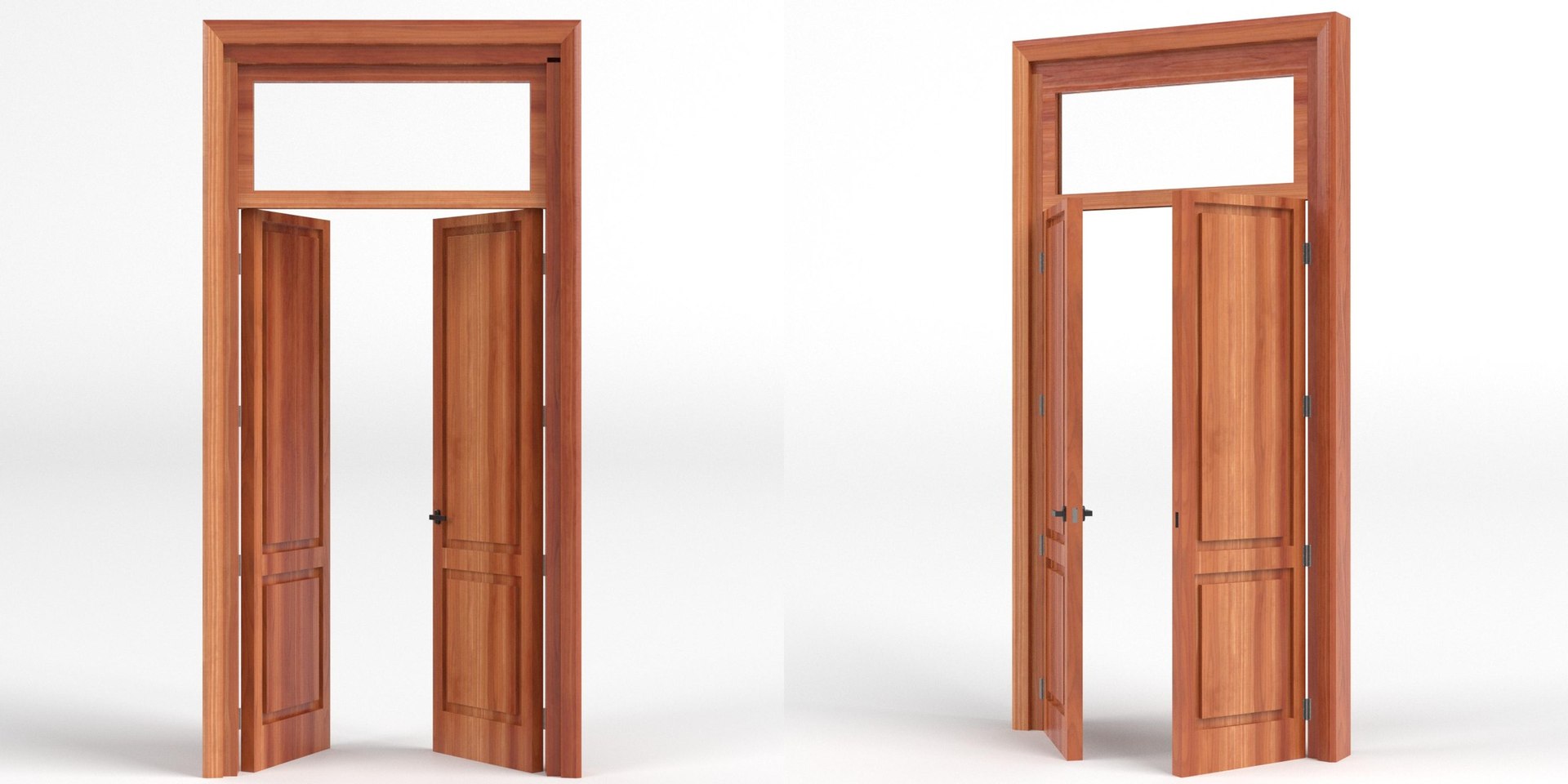 3D Model Wooden Door With Transom Window - TurboSquid 1945722