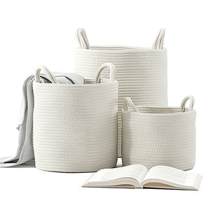 3D Basket with Handles Set 01 ZARA HOME model