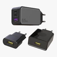 3 USB Power Adapters EU Black