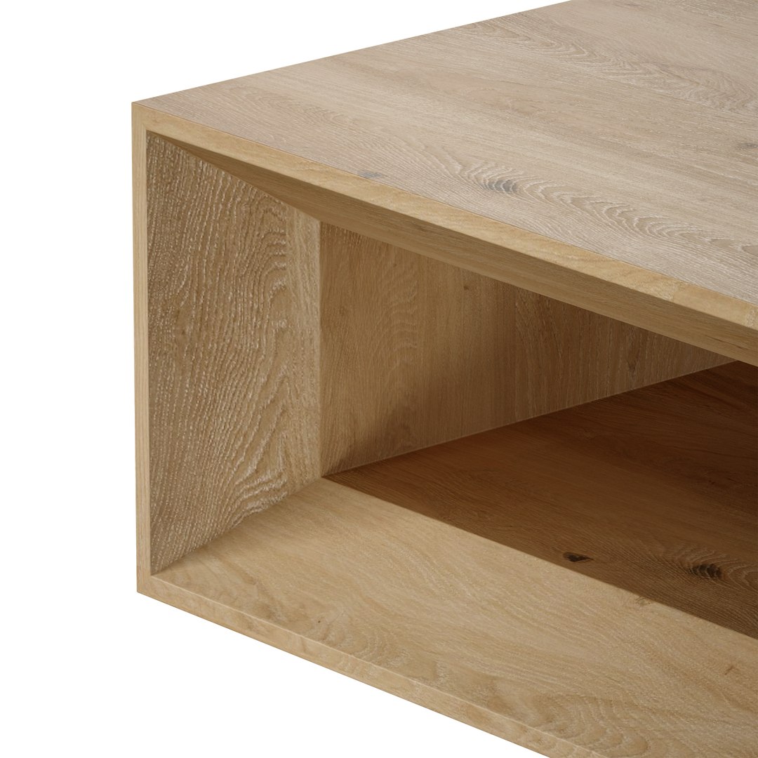 Vernon Rectangular Natural Pine Wood Coffee Table with Shelf Crate and ...