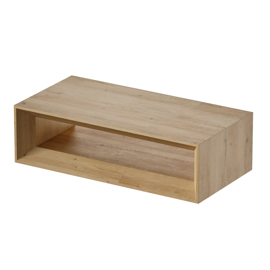 Vernon Rectangular Natural Pine Wood Coffee Table with Shelf Crate and ...