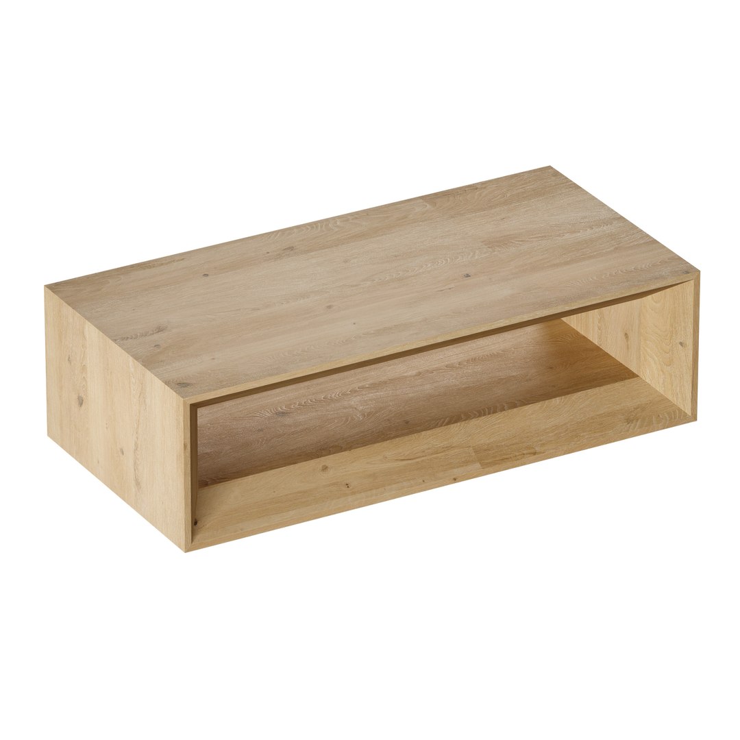 Vernon Rectangular Natural Pine Wood Coffee Table with Shelf Crate and ...