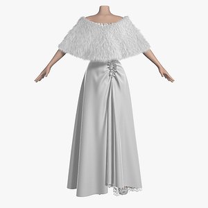 3d wedding dress fur bolero