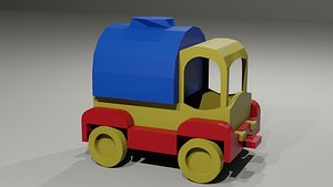 toy low-poly car milk tanker 3D model
