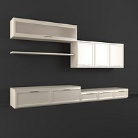Modern Modular TV Wall Unit with Floating Cabinets and Shelf