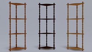 3D wooden corner shelf