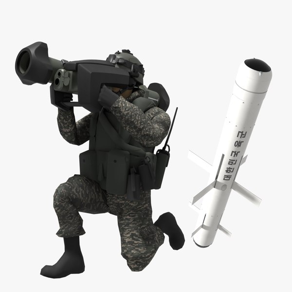 Soldier with Portable missile Hyun-gung 3D model